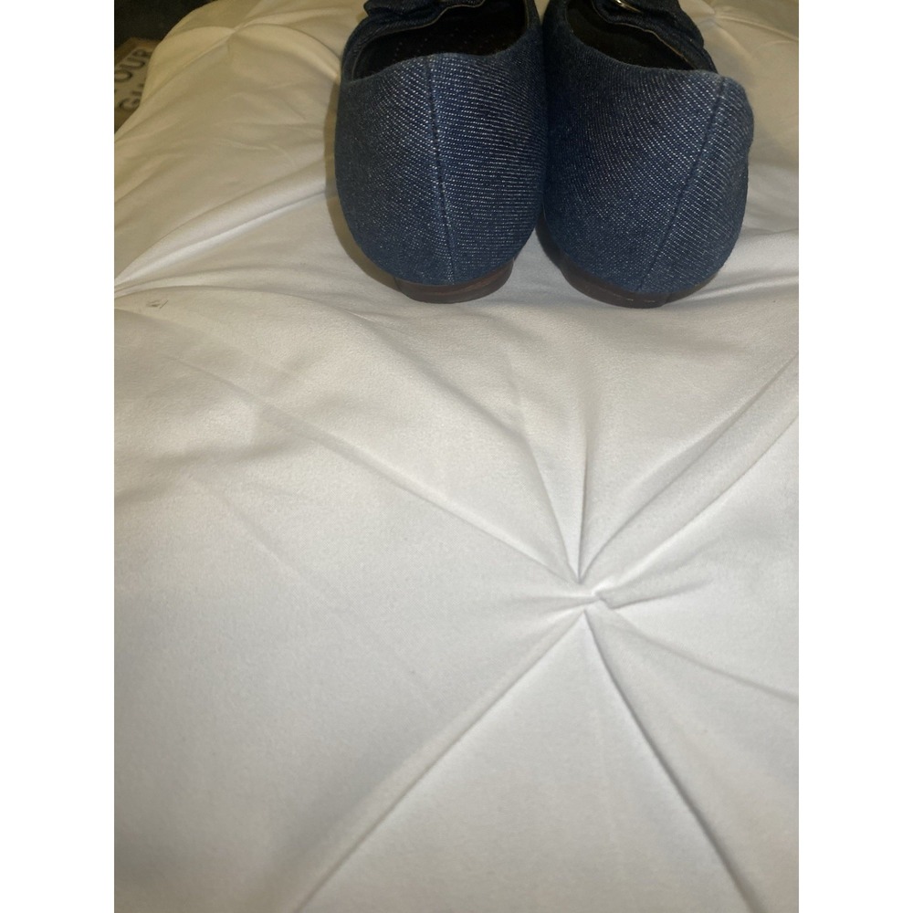 Clarks‎ Artisan Women's 7 Blue Denim Bow Ballet Flats Peep Toe Shoes - Picture 5 of 6